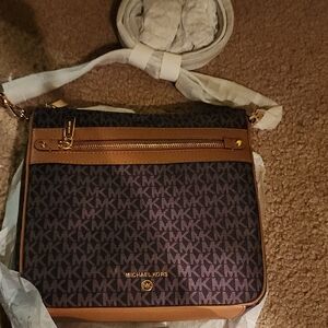 Michael Kors Brown and Black MK Crossbody Bag